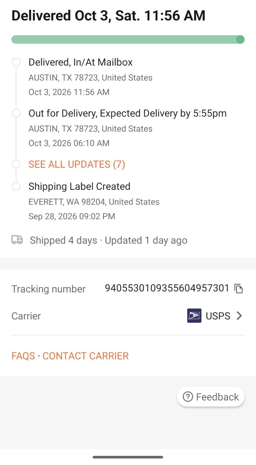 Pain relief delivery record