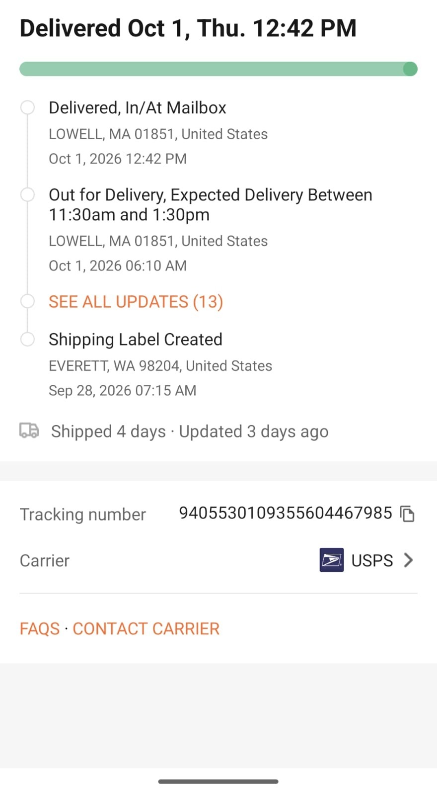 ADHD delivery record
